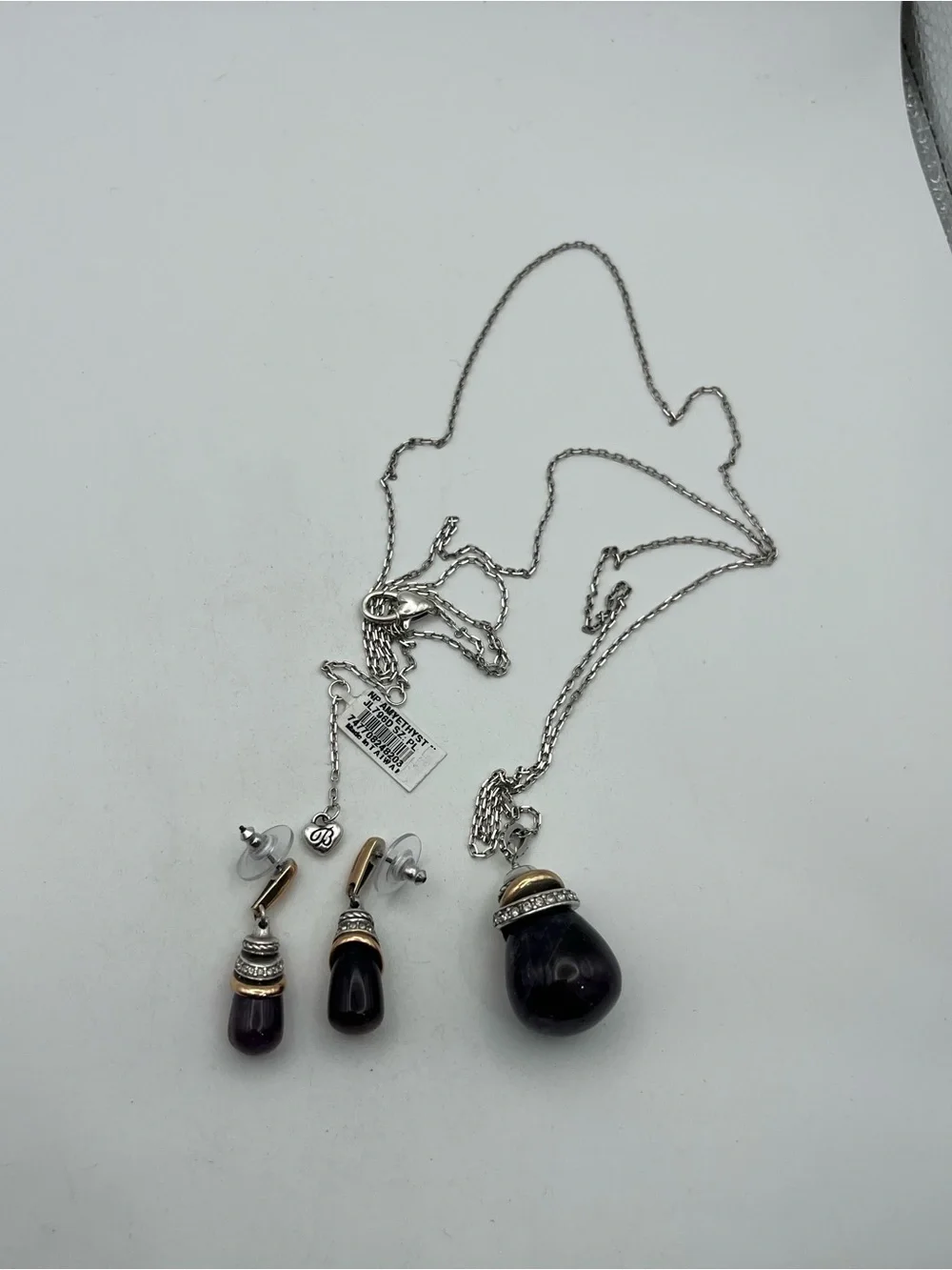 Brighton Neptune's Rings Amethyst necklace & matching earrings set NEW